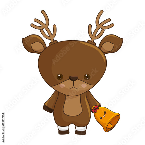 &quot;happy merry christmas reindeer kawaii character vector illustration