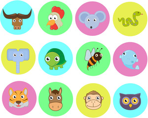 Cute simple animal set icons