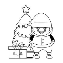 merry christmas santa claus kawaii character vector illustration design
