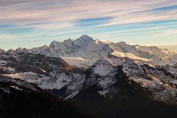 Mont-blanc at sunset in the french alps