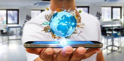 Man travelling the world