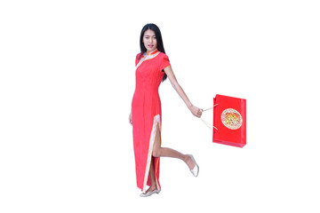 China women,Asian women wear red dress chinese style cheongsam a