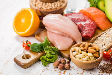 Selection of food that is good for the health and skin