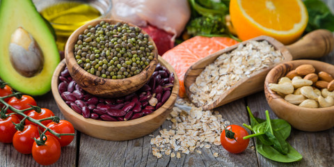 Selection of food that is good for the health and skin