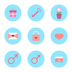 Valentines Day Icons Set - flat design - vector