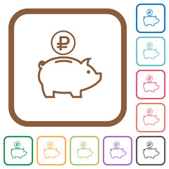 Ruble piggy bank simple icons