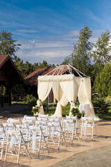 Wedding decorations and details in white color 