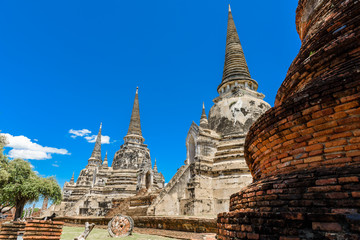 Fototapeta premium Ancient Pagoda in Wat Phrasisanpetch (Phra Si Sanphet). Ayutthay