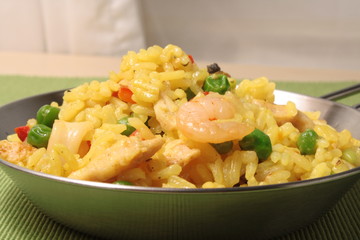 Paella in a small pan
