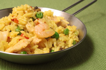 Paella in a small pan