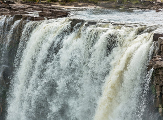 Fragmental view of powerful falls in the Canaima national park - Venezuela, South America