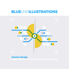 Atomic Design Blue Line Illustration.
