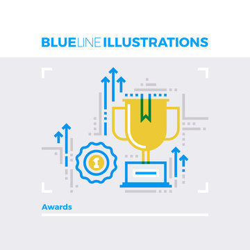 Awards Blue Line Illustration.