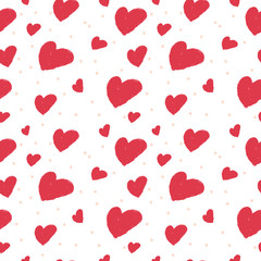 Hearts seamless pattern. Hand drawn elements background by brush. Ideal for celebrations, wedding invitation, mothers day and valentines day