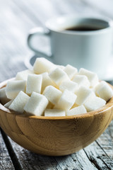 White sugar cubes.