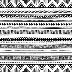 Seamless ethnic pattern. Black and white geometric pattern. Prin