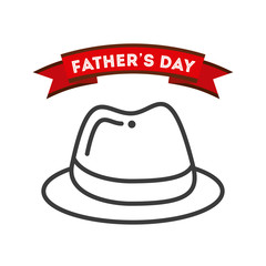 happy father's day card with hat icon over white background. colorful design. vector illustration