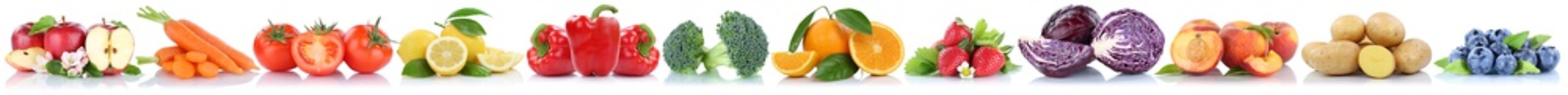 Obst und Gemüse Früchte Apfel Tomaten Beeren Pfirsich frische