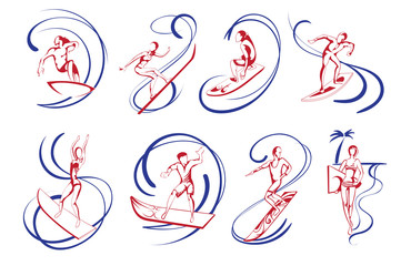 Obraz premium Water Extreme Sport People Set