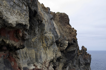 The rocky wall near route to Pozo de las Calcosas a small summer settlement on a El Hierro island