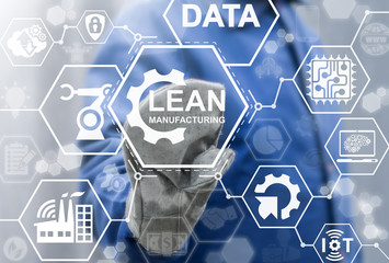 Lean manufacturing industry 4.0 integration iot industrial business web computing concept. Modern...