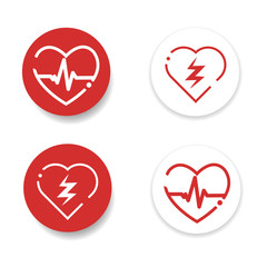 defibrillator icons set - obrazy, fototapety, plakaty