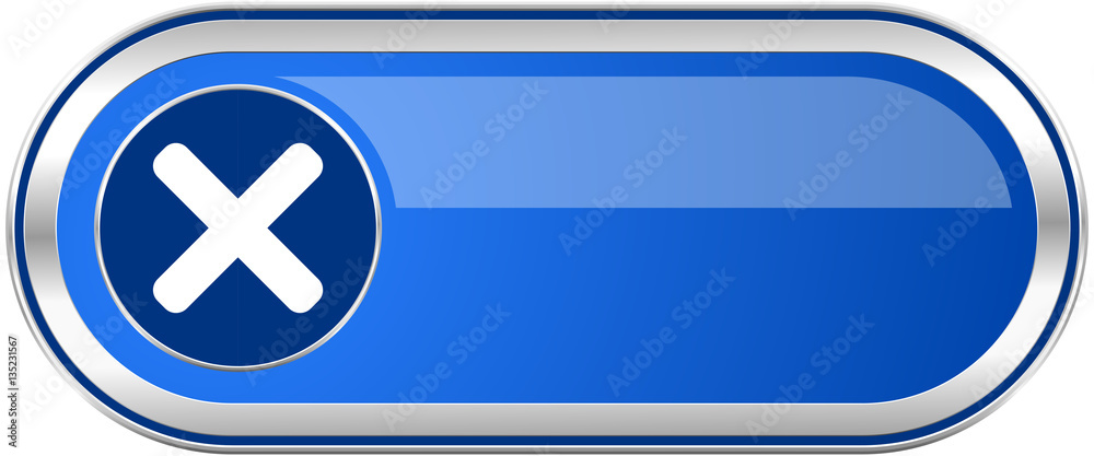 Poster cancel long blue web and mobile apps banner isolated on white background.