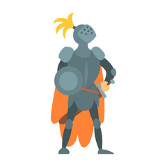 Knight Fairy With Orange Cape And Shield Tale Cartoon Childish Character