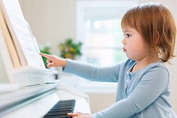 Toddler girl playing piano © Tierney