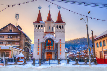 Traditional reformed church in Ferneziu village, place of Baia Mare city in Maramures