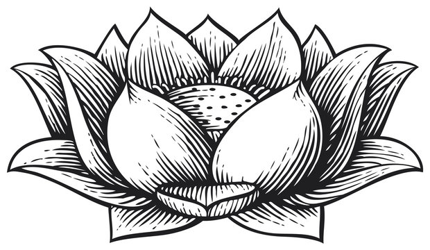 Fototapeta lotus flower - vintage engraved vector illustration (hand drawn style)
