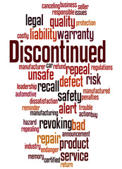 Discontinued, word cloud concept 6