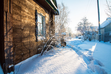 Winter village and snow around
