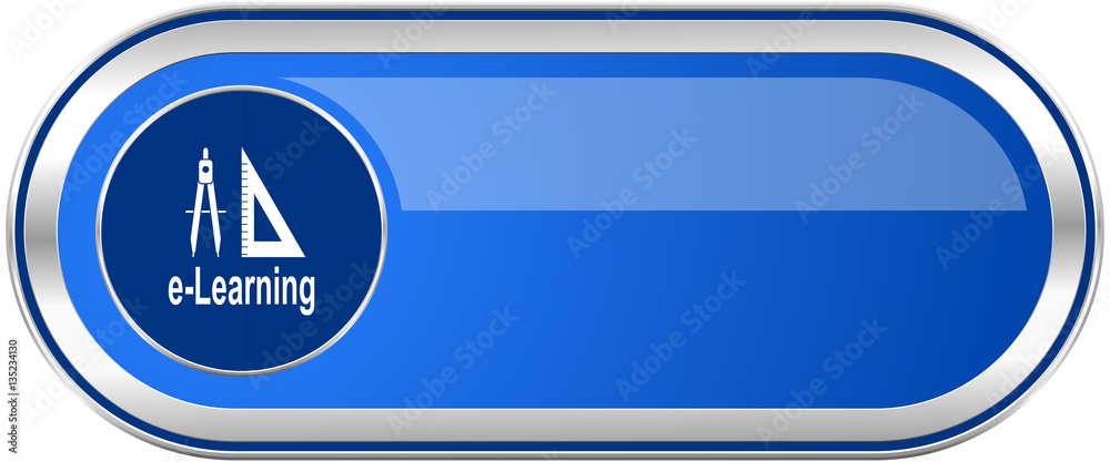 Poster learning long blue web and mobile apps banner isolated on white background.