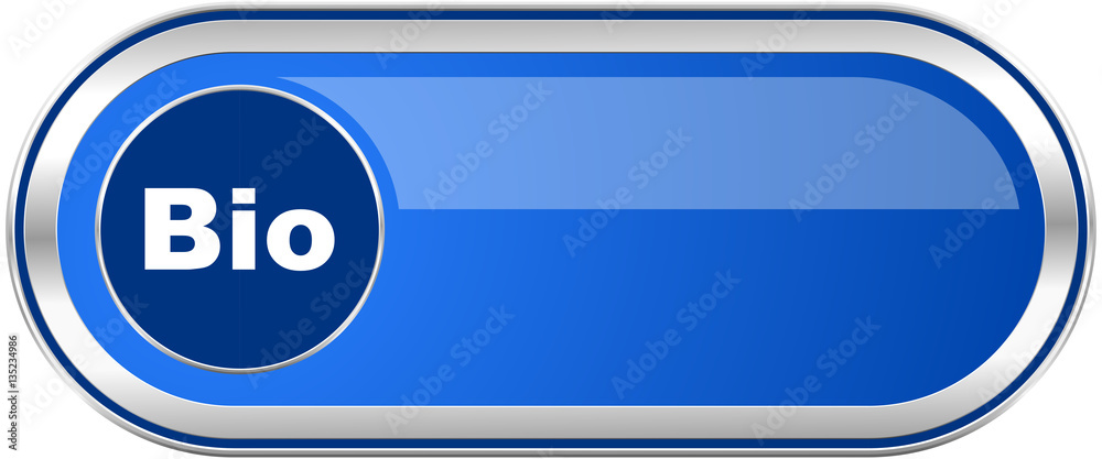 Poster bio long blue web and mobile apps banner isolated on white background.