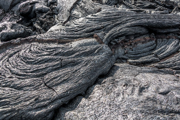 A fragment of a lava flow on the flank of the volcano Tolbachik - Kamchatka, Russia