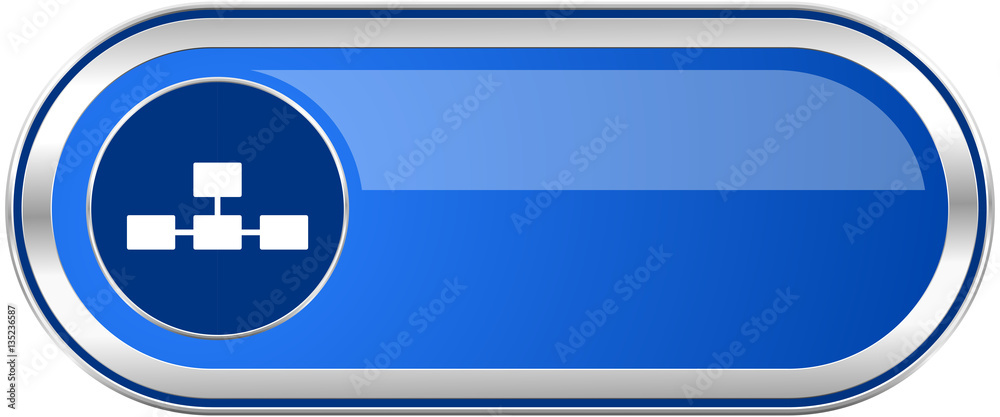 Poster database long blue web and mobile apps banner isolated on white background.