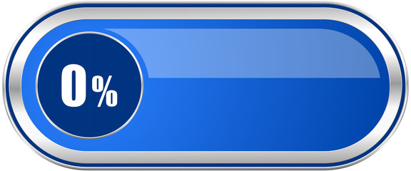 0 percent long blue web and mobile apps banner isolated on white background.
