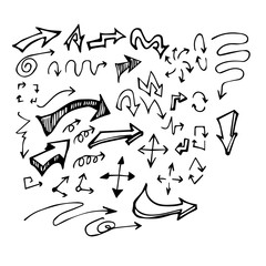 Vector hand drawn arrows set isolated on white