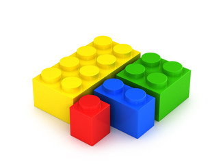Plastic cubes. Building Blocks and Tiles. 3d illustration
