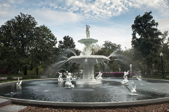 Forsyth Park Fountain In Daytime