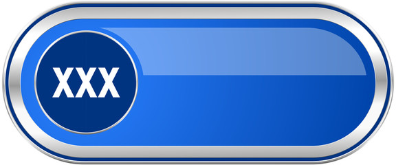 XXX long blue web and mobile apps banner isolated on white background.