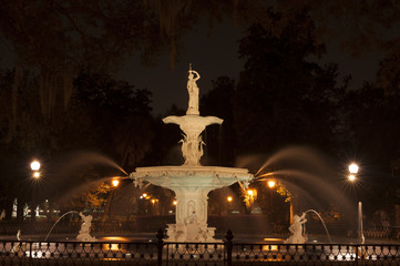 Forsyth Park Fountain at night