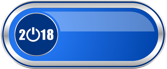 New year 2018 long blue web and mobile apps banner isolated on white background.