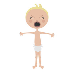 Cartoon baby screaming angry, vector
