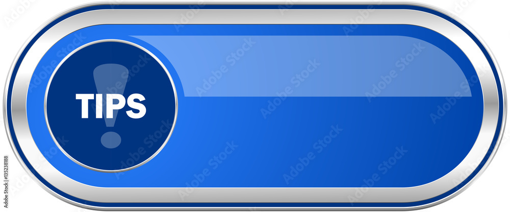Aufkleber tips long blue web and mobile apps banner isolated on white background.