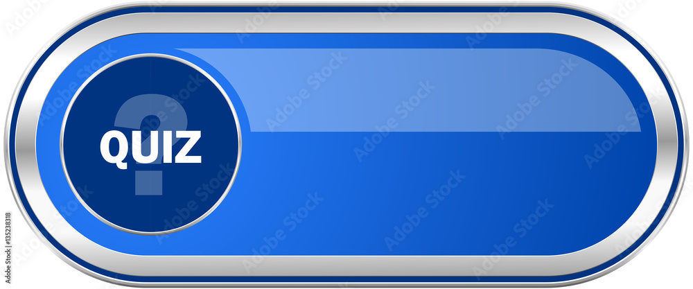 Poster quiz long blue web and mobile apps banner isolated on white background.
