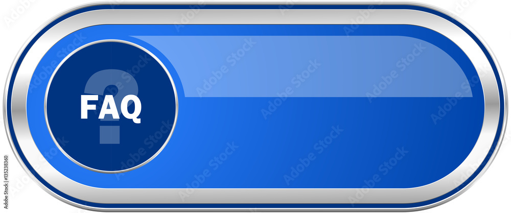 Poster faq long blue web and mobile apps banner isolated on white background.