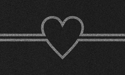 asphalt background with painted heart 