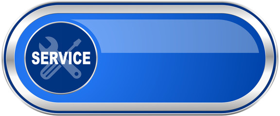 Service long blue web and mobile apps banner isolated on white background.